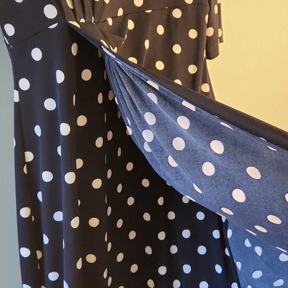 Connected Apparel Polka Dot Ruched Sheath Dress – Classic & Flattering Fit - Picture 9 of 12